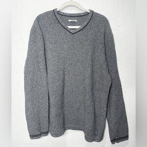 Carbon 2 Cobalt Men’s Heavyweight Long Sleeve Knit V-Neck Sweater Gray Cotton